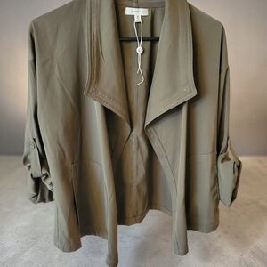 Max Studio Olive Utility Open-Front Jacket